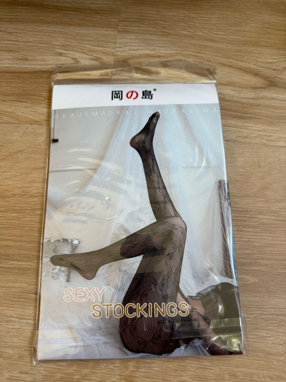 Okajima Black Floral Pattern Sexy Stockings